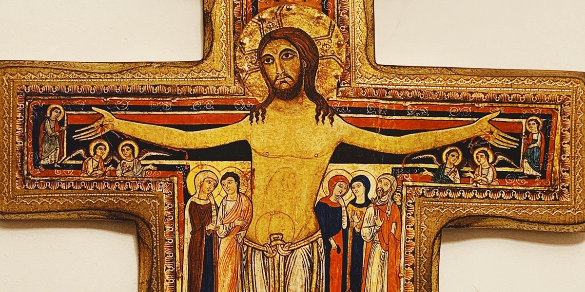 close up of the San Damiano Cross.
