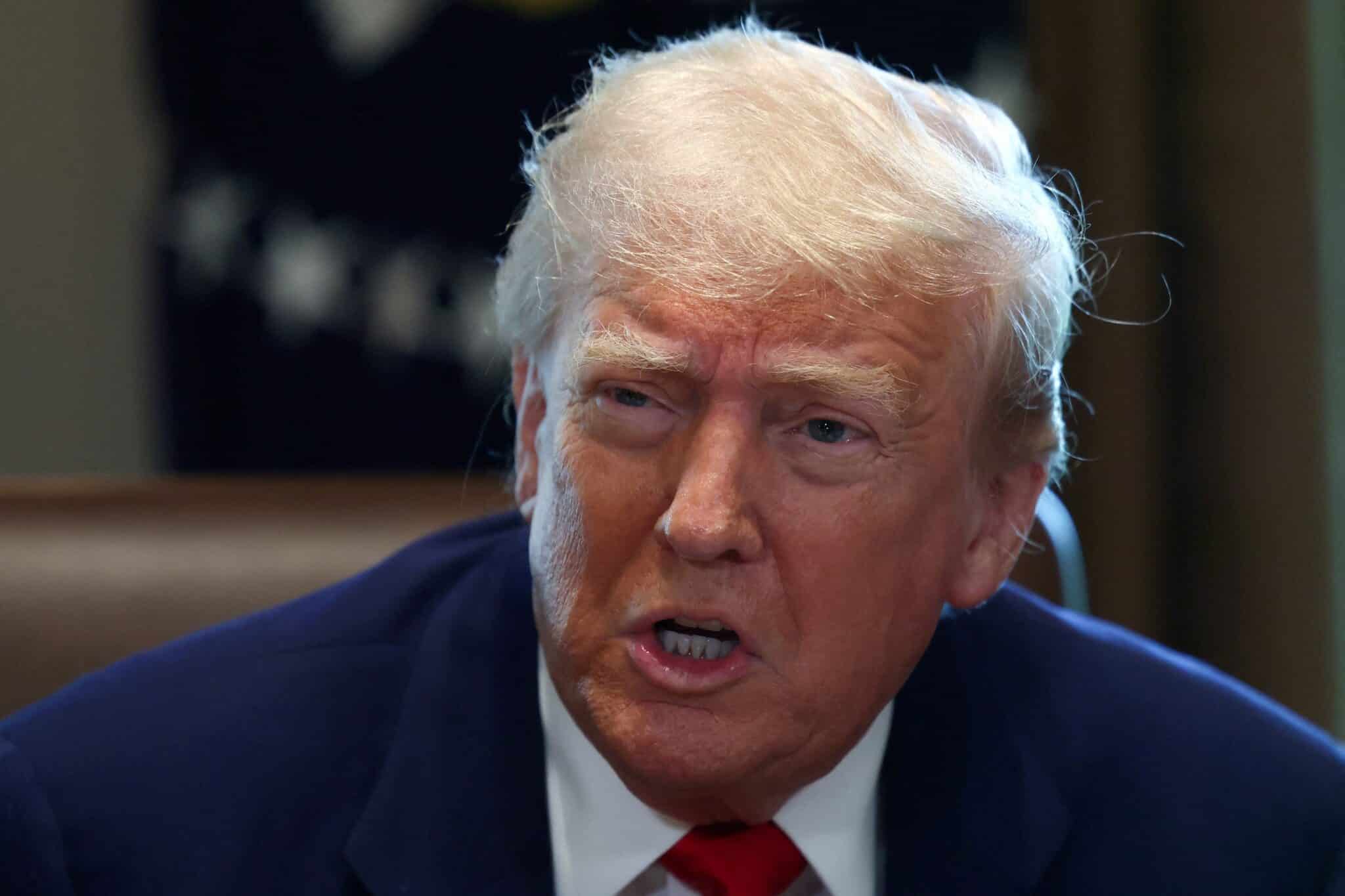 U.S. President Donald Trump speaks during a cabinet meeting at the White House in Washington, April 30, 2025.