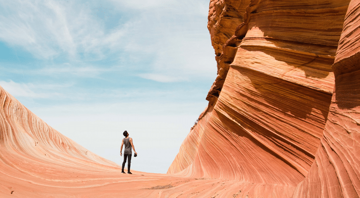 Man staring up in wonder